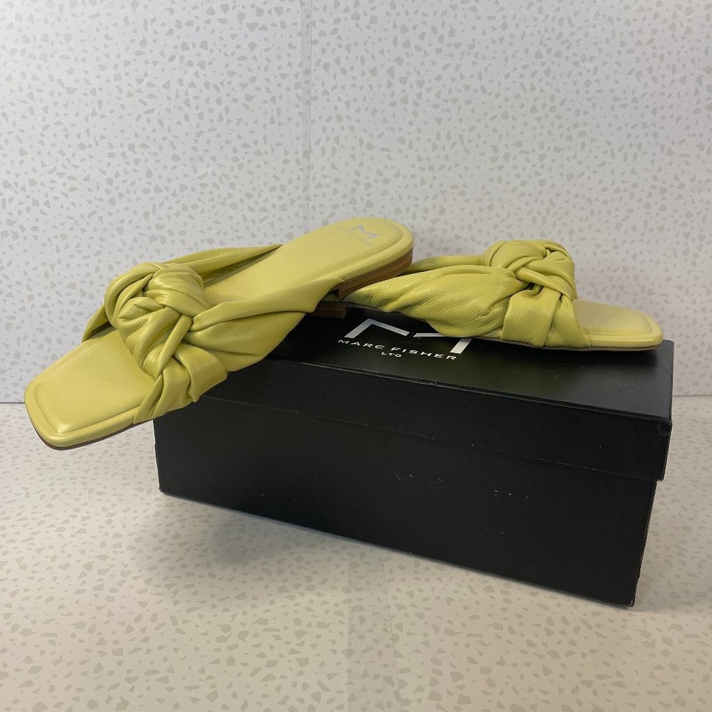 Marc Fisher LTD Farisa 3 Light Yellow Green Knotted Slide Sandals Size 8.5